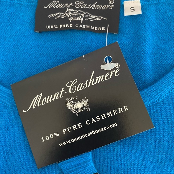 Mount Cashmere Scoop Neck Sweater Blue 100% Pure Cashmere from Mongolia Sz S NWT - Picture 2 of 7